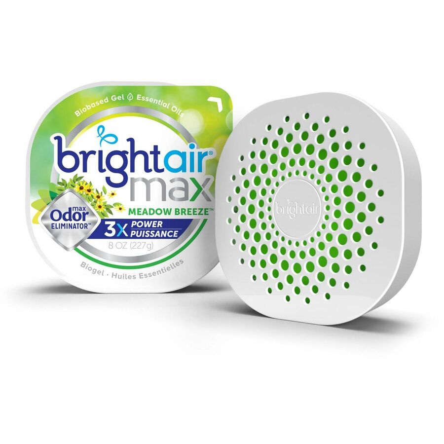 Bright Air Max Scented Gel Odor Eliminator - Gel - 8 oz - Meadow Breeze - 6 / Carton - Odor Neutralizer, Phthalate-free, Paraben-free, BHT Free, Bio-based, Formaldehyde-free, NPE-free - 3