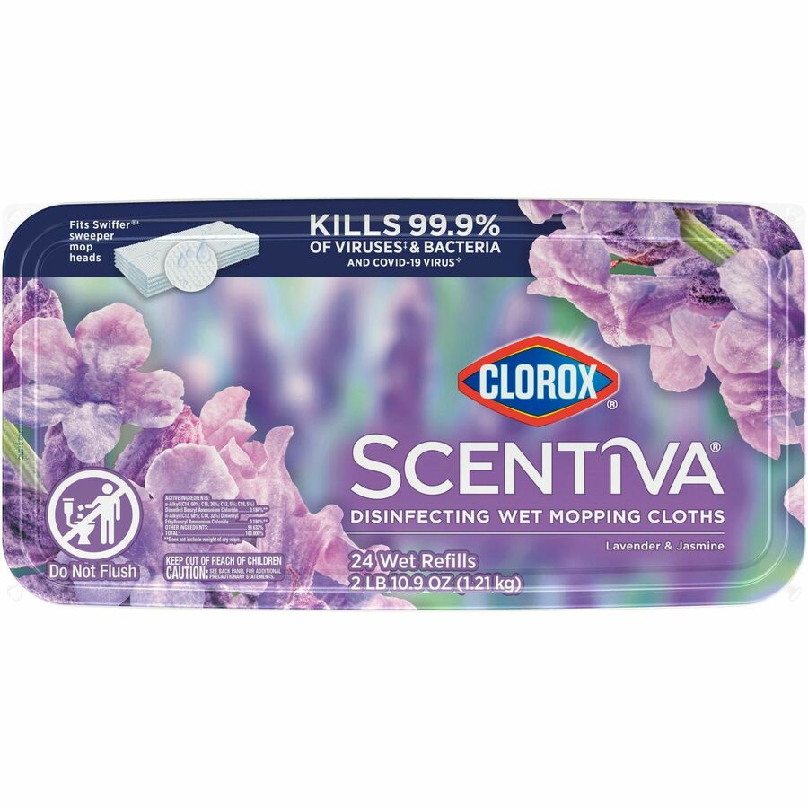 Clorox Scentiva Disinfecting Wet Mopping Cloth Refills - 5.9" Width x 11.4" Length - 24 Per Pack - 6 / Carton