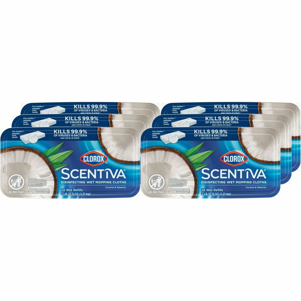 Clorox Scentiva Disinfecting Wet Mopping Cloth Refills - 5.9" Width x 11.4" Length - 24 Per Pack - 6 / Carton