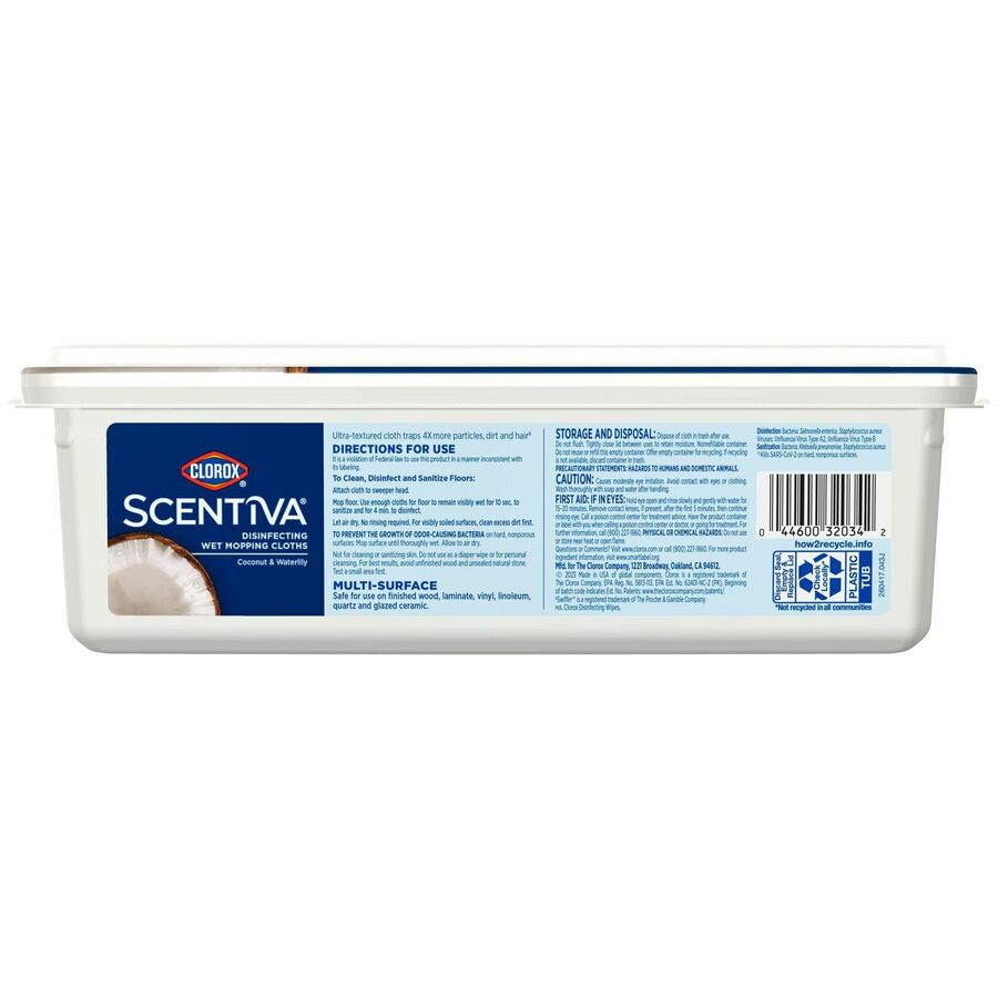 Clorox Scentiva Disinfecting Wet Mopping Cloth Refills - 5.9" Width x 11.4" Length - 24 Per Pack - 6 / Carton