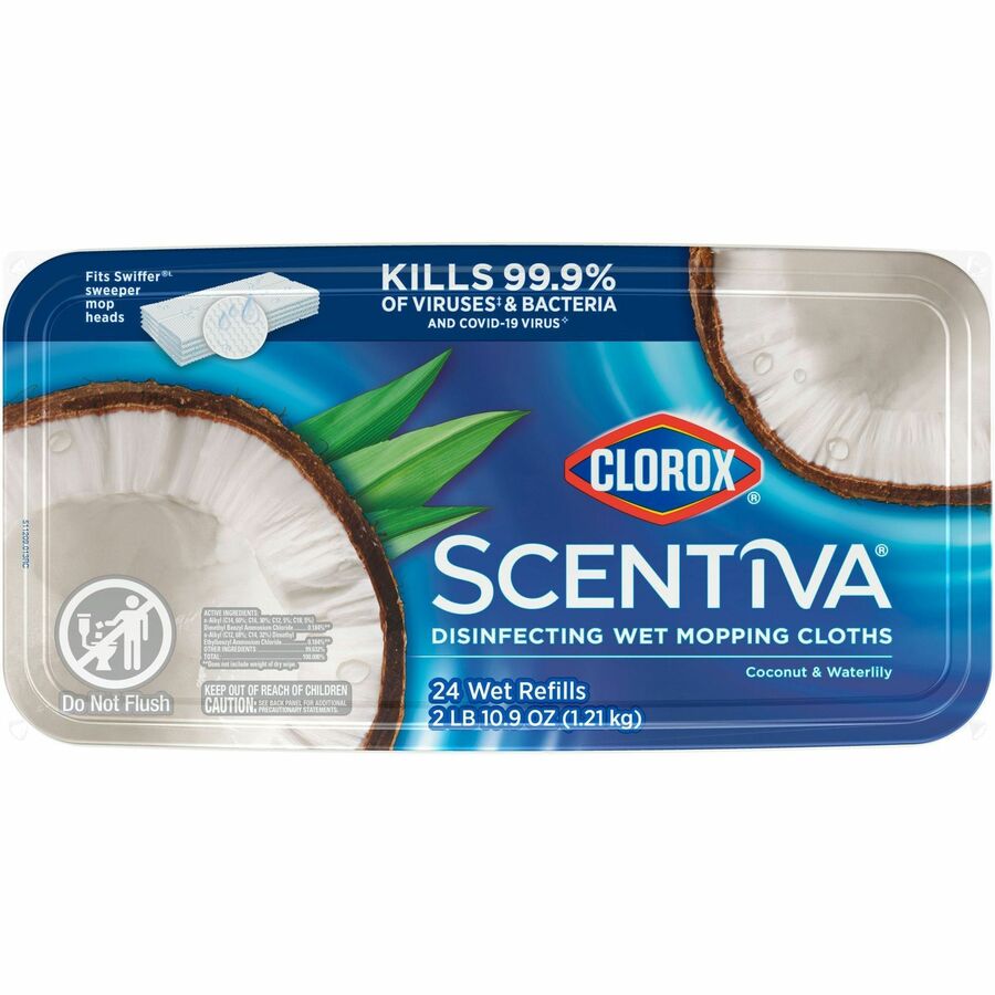 Clorox Scentiva Disinfecting Wet Mopping Cloth Refills - 5.9" Width x 11.4" Length - 24 Per Pack - 6 / Carton