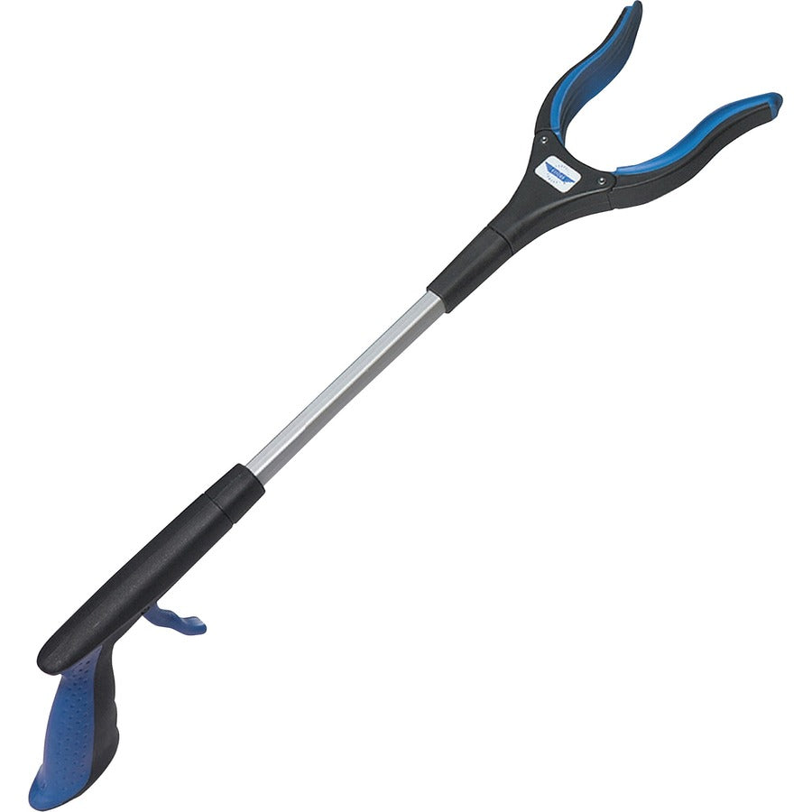 Ettore Grip 'n Grab Multipurpose Pickup Tool - 16" Reach - Lightweight, Rust Proof, Articulating Head, Comfortable Handle - Aluminum, Plastic, Rubber - Blue - 6 / Carton