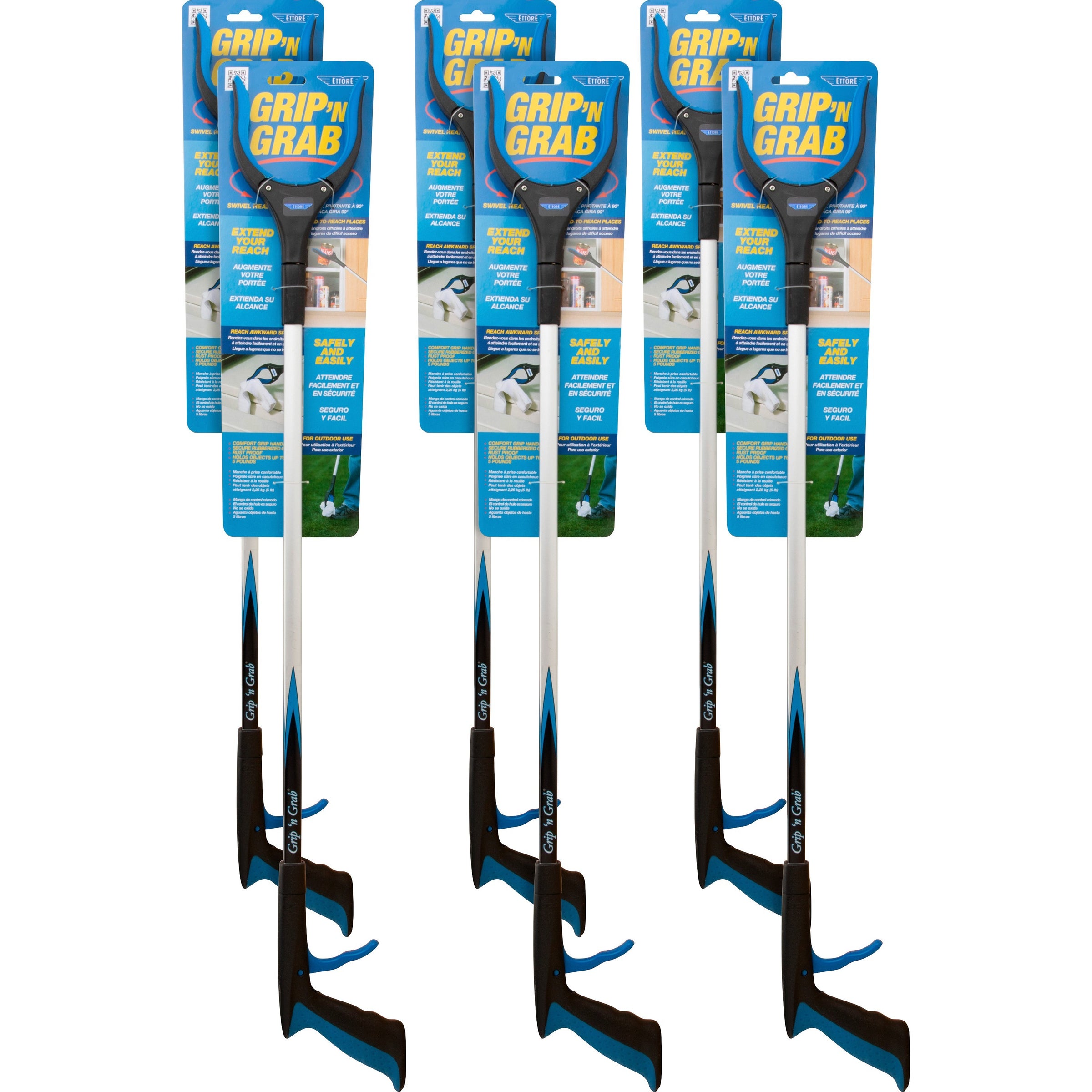 ettore-grip-n-grab-multipurpose-pickup-tool-32-reach-lightweight-rust-proof-articulating-head-comfortable-handle-aluminum-plastic-rubber-blue-6-carton_eto49036ct - 1