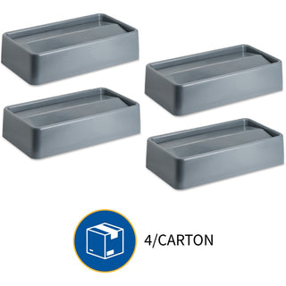 Genuine Joe Space-saving Container Swing Lid - Rectangular - 4 / Carton - Gray