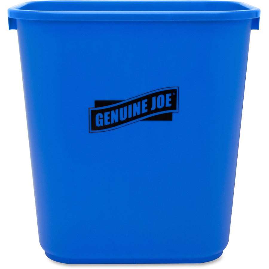 Genuine Joe 28-1/2 Quart Recycle Wastebasket - 7.13 gal Capacity - Rectangular - 15" Height x 14.5" Width x 10.5" Depth - Blue, White - 12 / Carton