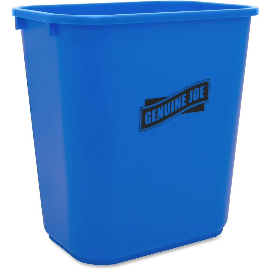 Genuine Joe 28-1/2 Quart Recycle Wastebasket - 7.13 gal Capacity - Rectangular - 15" Height x 14.5" Width x 10.5" Depth - Blue, White - 12 / Carton