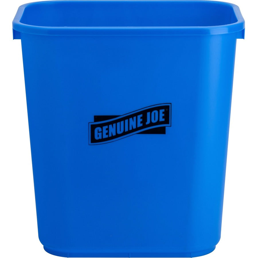Genuine Joe 28-1/2 Quart Recycle Wastebasket - 7.13 gal Capacity - Rectangular - 15" Height x 14.5" Width x 10.5" Depth - Blue, White - 12 / Carton