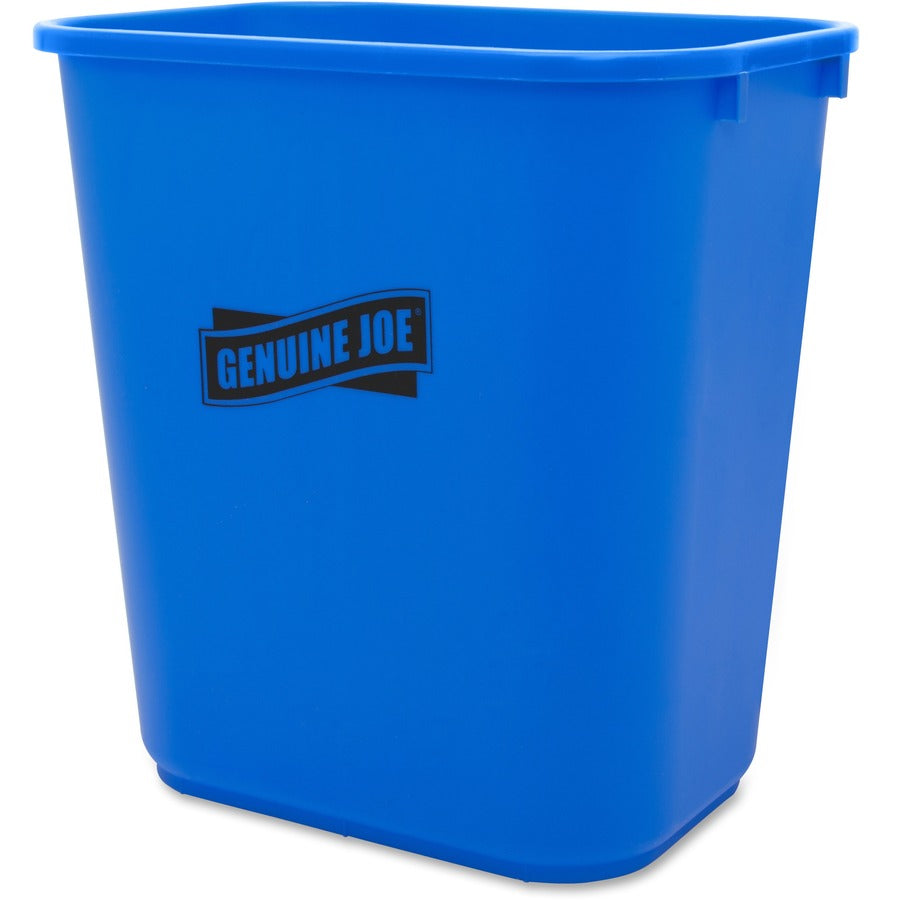 Genuine Joe 28-1/2 Quart Recycle Wastebasket - 7.13 gal Capacity - Rectangular - 15" Height x 14.5" Width x 10.5" Depth - Blue, White - 12 / Carton