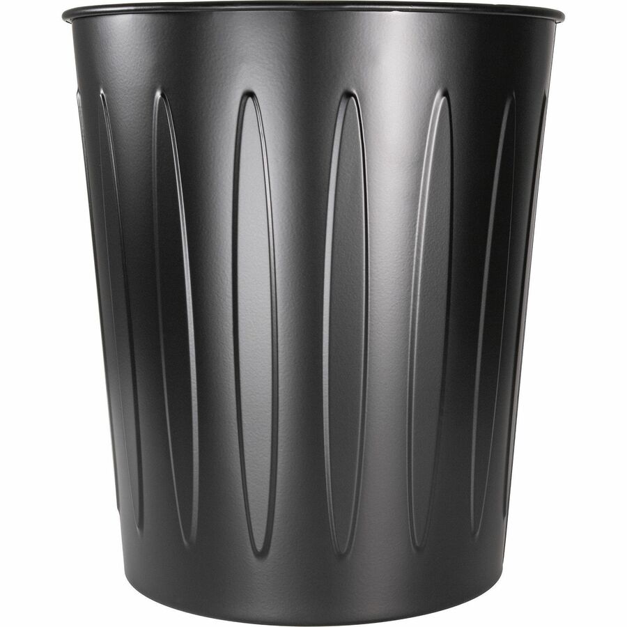 Genuine Joe 6-gallon Fire-safe Trash Can - 6 gal Capacity - Fire-Safe, Sturdy - 14" Height x 13" Diameter - Metal, Steel - Black - 6 / Carton