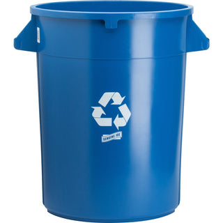 Genuine Joe Heavy-Duty Trash Container - 32 gal Capacity - Side Handle, Venting Channel - Plastic - Blue - 6 / Carton