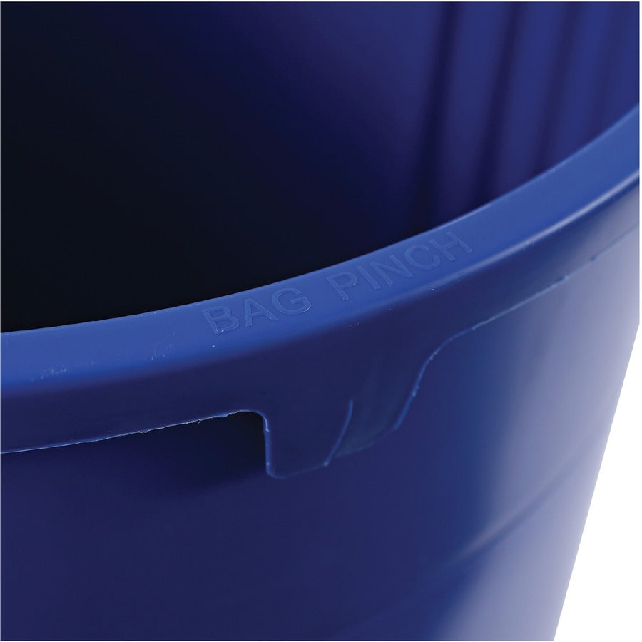 Genuine Joe Heavy-Duty Trash Container - 32 gal Capacity - Side Handle, Venting Channel - Plastic - Blue - 6 / Carton