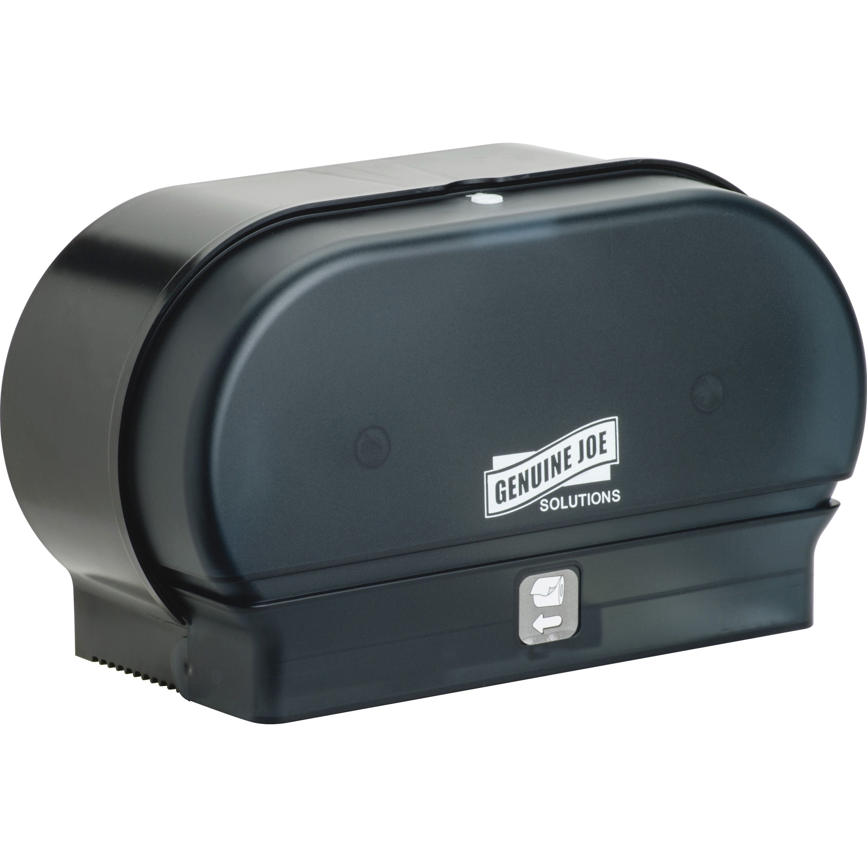 Genuine Joe Solutions Standard Bath Tissue Roll Dispenser - Manual - Roll - 2000 x Sheet, 2 x Roll - Black - Sliding Door - 6 / Carton - 3
