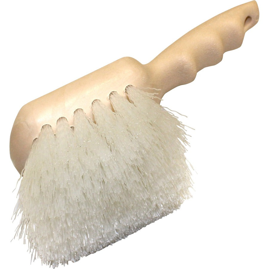 Genuine Joe Nylon Utility Brush - Nylon Bristle - 9" Handle Length - 12 / Carton - White