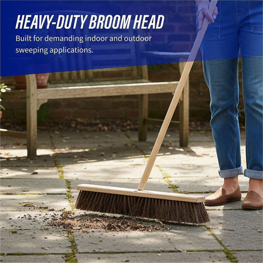 Genuine Joe 24" Push Broomhead - Palmyra Bristle - 24" Overall Length - 12 / Carton