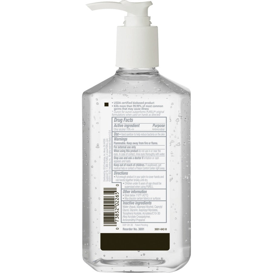 PURELL Hand Sanitizer Gel - Fragrance-free Scent - 12 fl oz (354.9 mL) - Pump Bottle Dispenser - Kill Germs - Clear - 12 / Carton