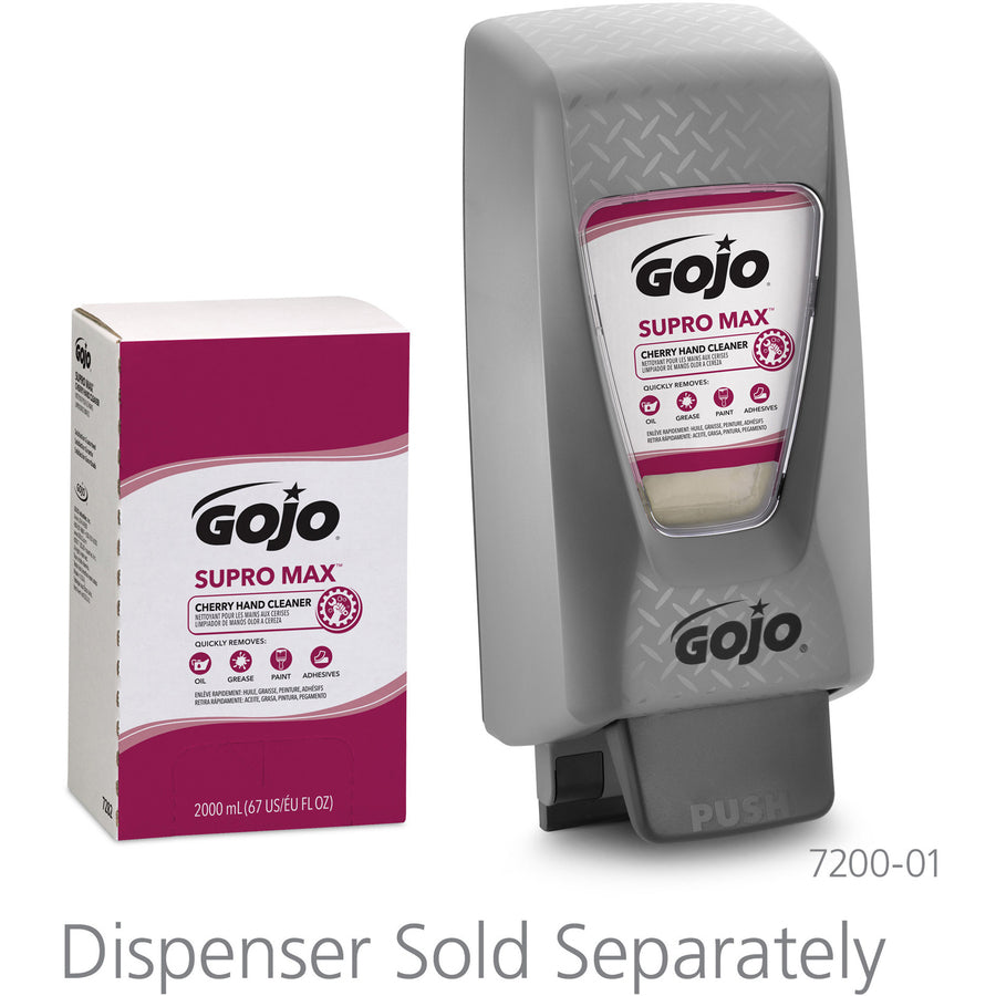 Gojo Supro Max Hand Cleaner - Cherry ScentFor - 67.6 fl oz (2 L) - Adhesive Remover, Soil Remover - Hand - Tan - 4 / Carton