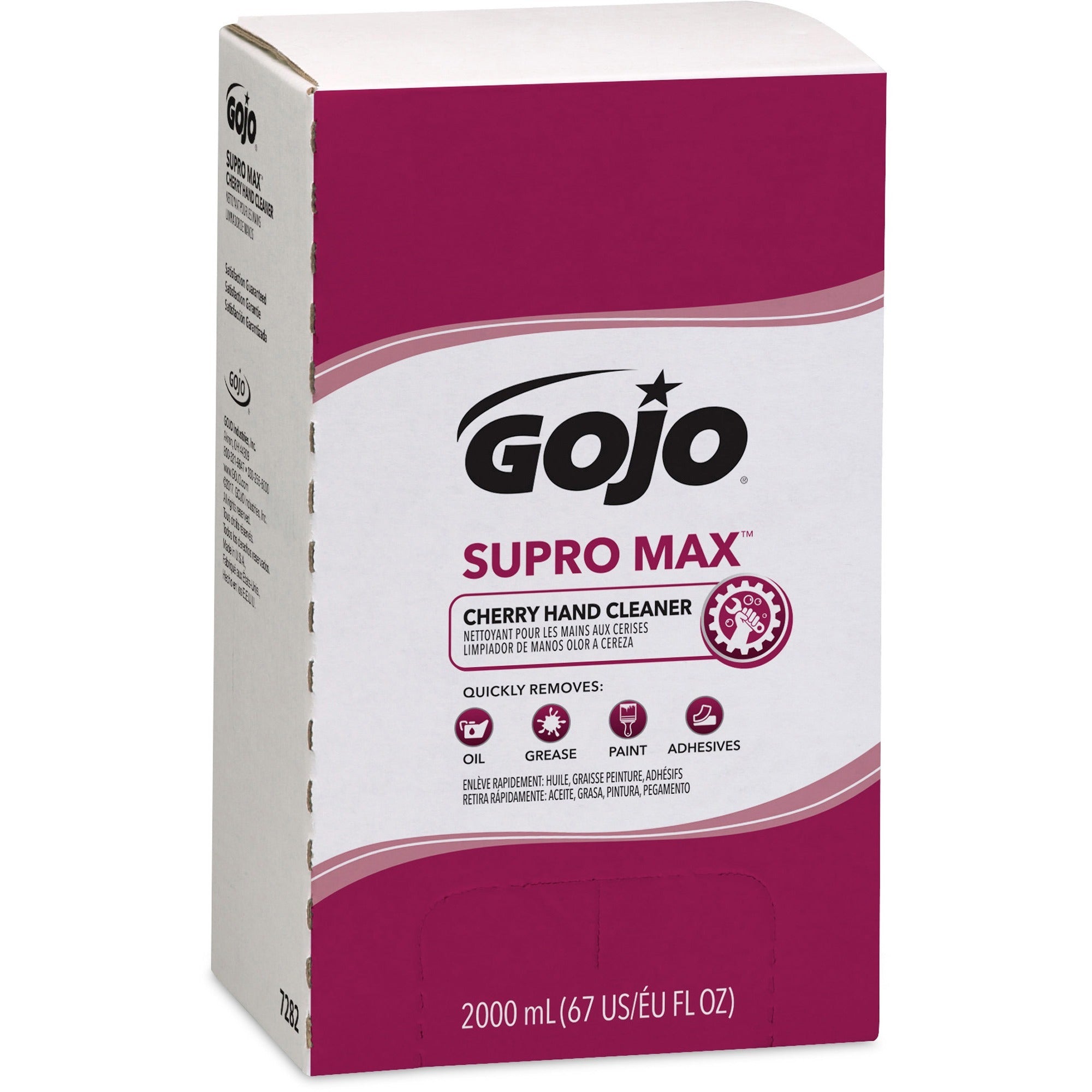 gojo-supro-max-hand-cleaner-cherry-scentfor-676-fl-oz-2-l-adhesive-remover-soil-remover-hand-tan-4-carton_goj728204ct - 2