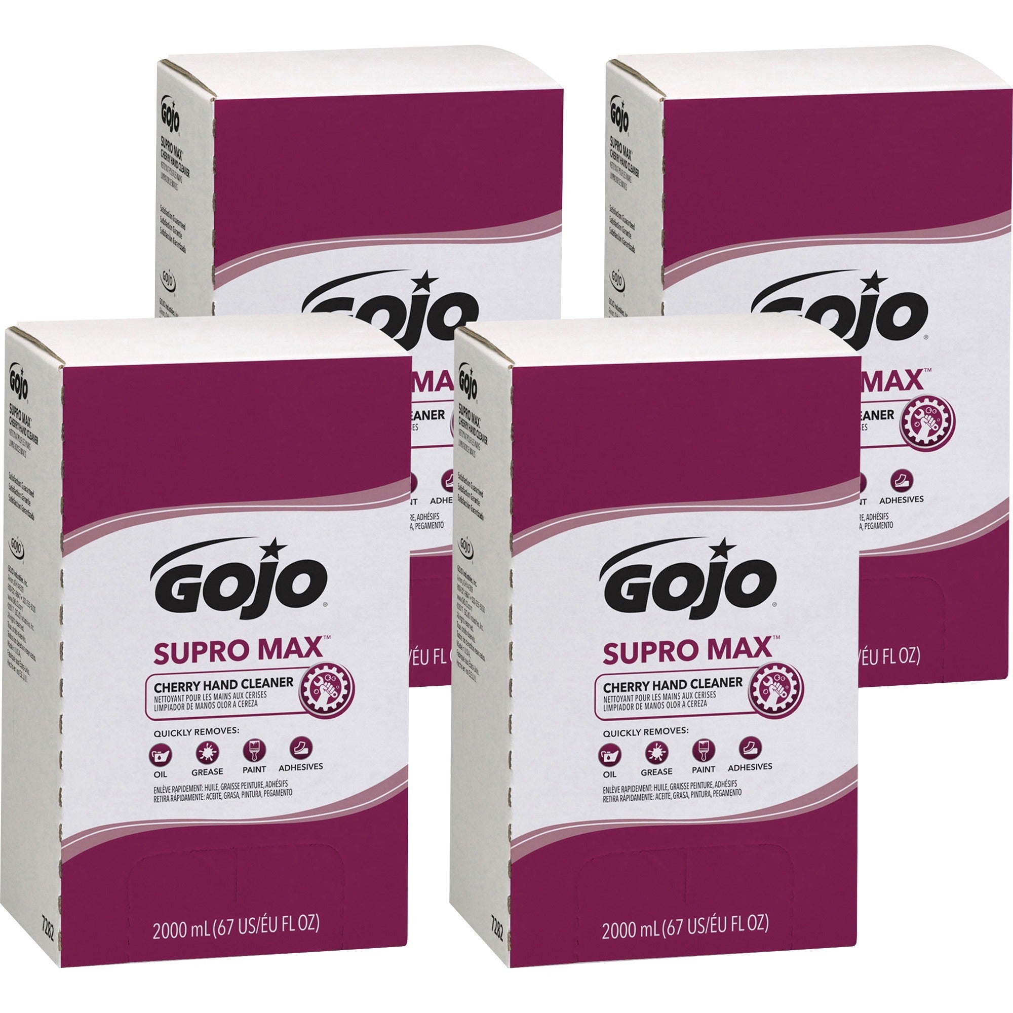 gojo-supro-max-hand-cleaner-cherry-scentfor-676-fl-oz-2-l-adhesive-remover-soil-remover-hand-tan-4-carton_goj728204ct - 1