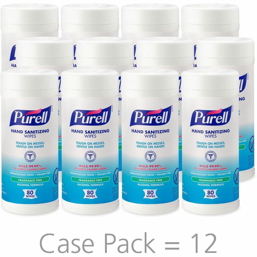 purell-alcohol-hand-sanitizing-wipes-white-pre-moistened-durable-lint-free-textured-fragrance-free-dye-free-non-sticky-residue-free-for-hand-80-per-canister-12-carton_goj903012ct - 2