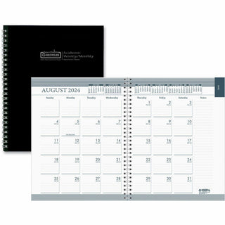 House of Doolittle Academic Weekly/Monthly Planner - Academic - Julian Dates - Monthly, Weekly - 12 Month - August 2023 - July 2024 - 1 Week, 1 Month Double Page Layout - Spiral Bound - Suede Leather, Paper - 9" Height x 7" Width - Daily Schedule, Re - 1