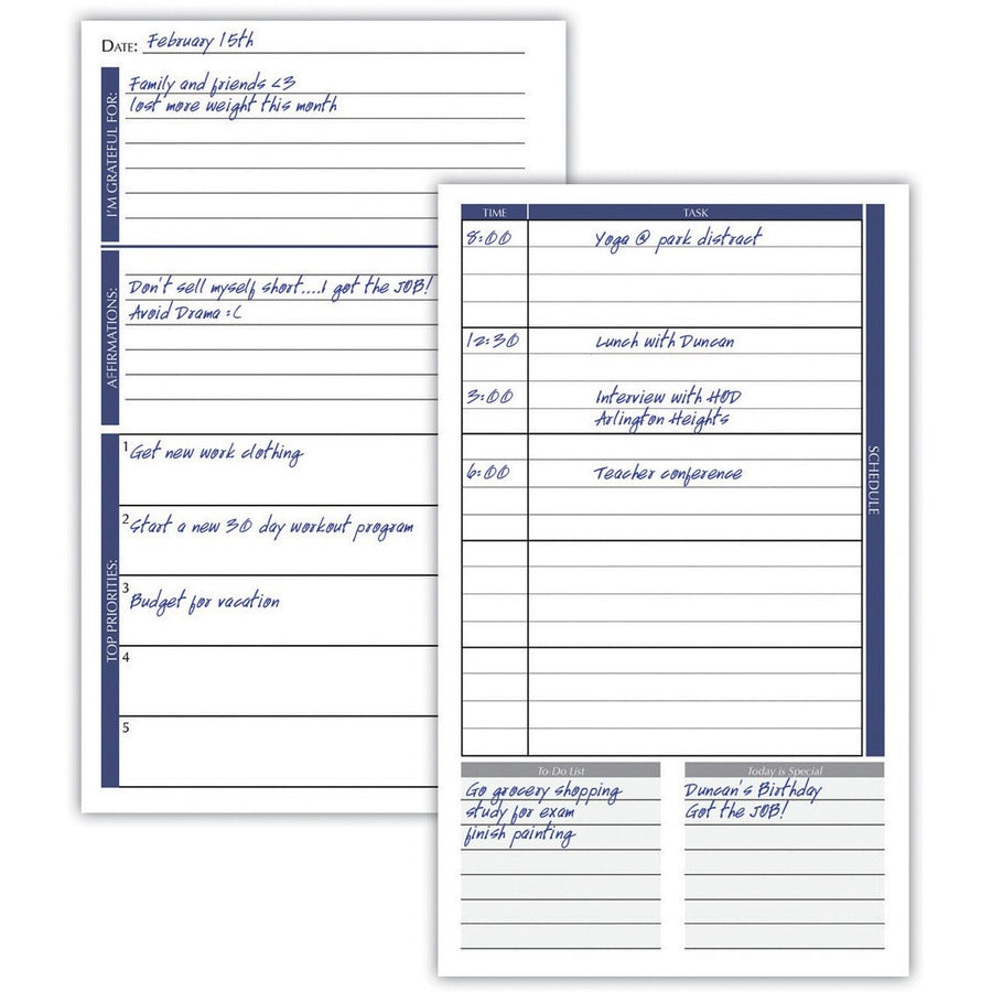 House of Doolittle Non-dated Productivity Planner - Monthly, Weekly - 12 Month - 1 Month, 1 Day, 1 Week Double Page Layout - Blue Sheet - Gray - Suede - Gray Cover - 9.3" Height x 6.3" Width - Embossed, Pocket, Daily Schedule, Task List, To-do List,
