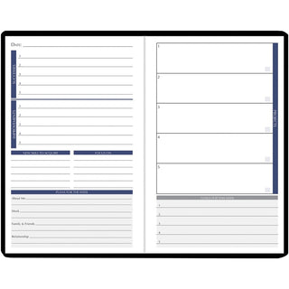 House of Doolittle Non-dated Productivity Planner - Monthly, Weekly - 12 Month - 1 Month, 1 Day, 1 Week Double Page Layout - Blue Sheet - Gray - Suede - Gray Cover - 9.3" Height x 6.3" Width - Embossed, Pocket, Daily Schedule, Task List, To-do List,