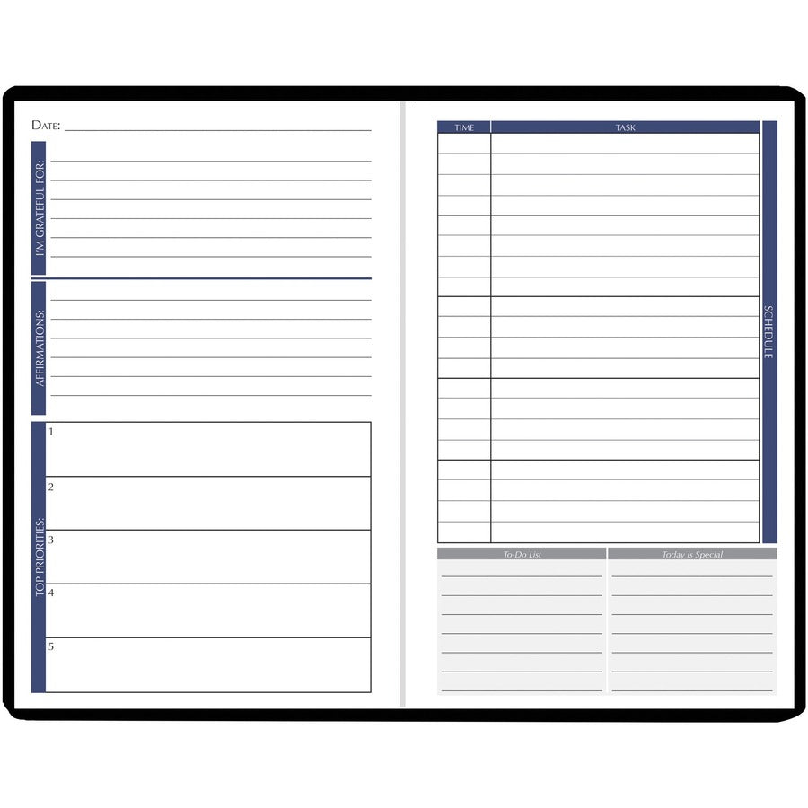 house-of-doolittle-non-dated-productivity-planner-monthly-weekly-12-month-1-month-1-day-1-week-double-page-layout-blue-sheet-gray-suede-gray-cover-93-height-x-63-width-embossed-pocket-daily-schedule-task-list-to-do-list_hod59799 - 3