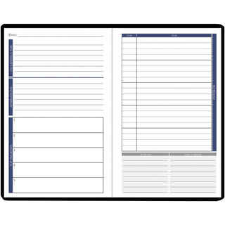 House of Doolittle Non-dated Productivity Planner - Monthly, Weekly - 12 Month - 1 Month, 1 Day, 1 Week Double Page Layout - Blue Sheet - Gray - Suede - Gray Cover - 9.3" Height x 6.3" Width - Embossed, Pocket, Daily Schedule, Task List, To-do List,
