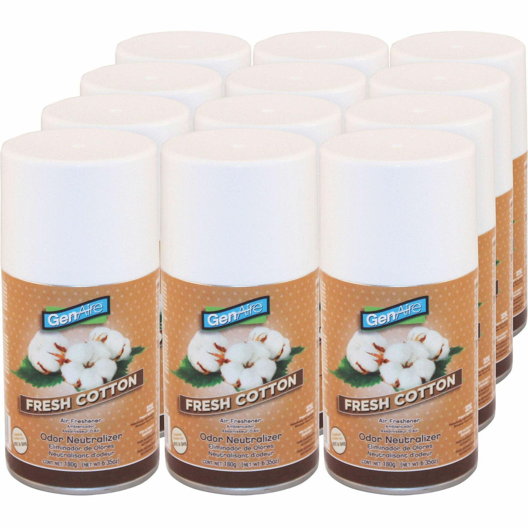 Impact Metered Air Freshener Spray - Aerosol - 6000 ft - 6.4 fl oz (0.2 quart) - Linen Fresh - 30 Day - 12 / Carton - Odor Neutralizer, Residue-free