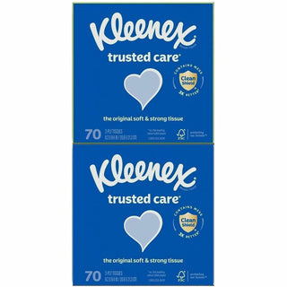 Kleenex Trusted Care Tissues - 2 Ply - 8.20" x 8.40" - White - Soft, Strong, Absorbent, Durable - For Home, Office, School - 70 Per Box - 4 / Pack