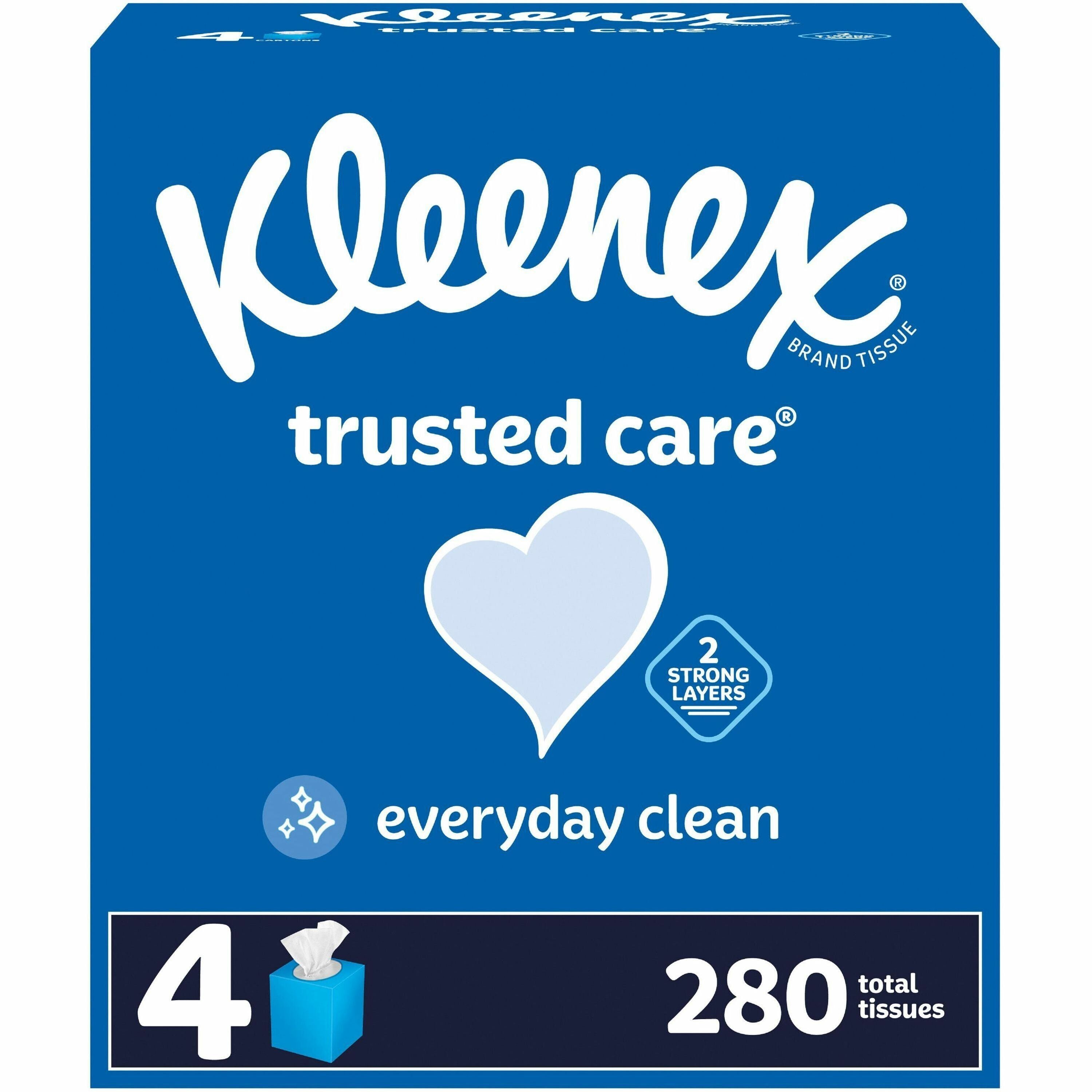 kleenex-trusted-care-tissues-2-ply-820-x-840-white-soft-strong-absorbent-durable-for-home-office-school-70-per-box-4-pack_kcc50184 - 1