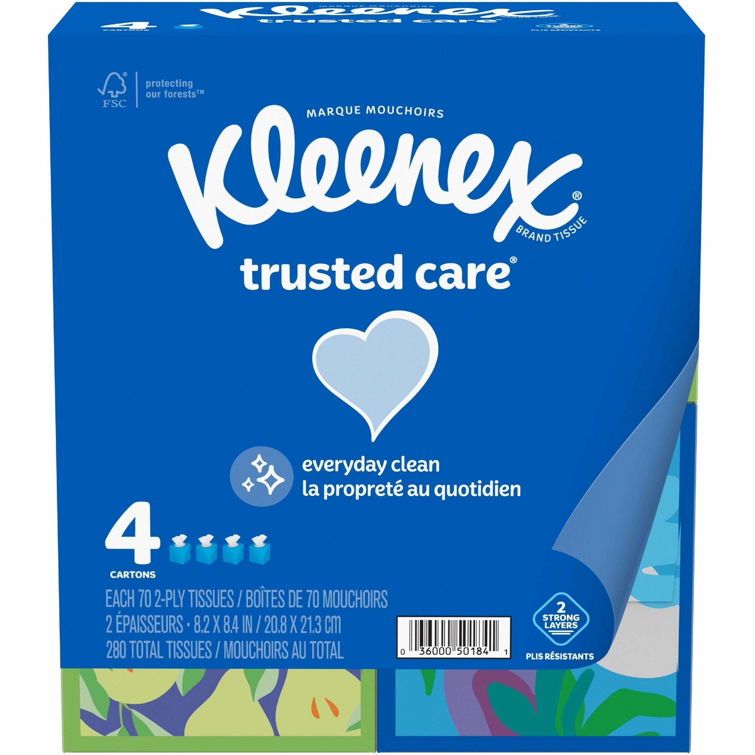 kleenex-trusted-care-tissues-2-ply-820-x-840-white-soft-strong-absorbent-durable-for-home-office-school-70-per-box-4-pack_kcc50184 - 2