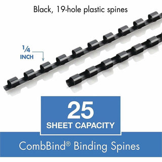 Mead CombBind Binding Spines - 0.25" Maximum Capacity - 25 x Sheet Capacity - For Letter 8 1/2" x 11" Sheet - Plastic - 125 / Box