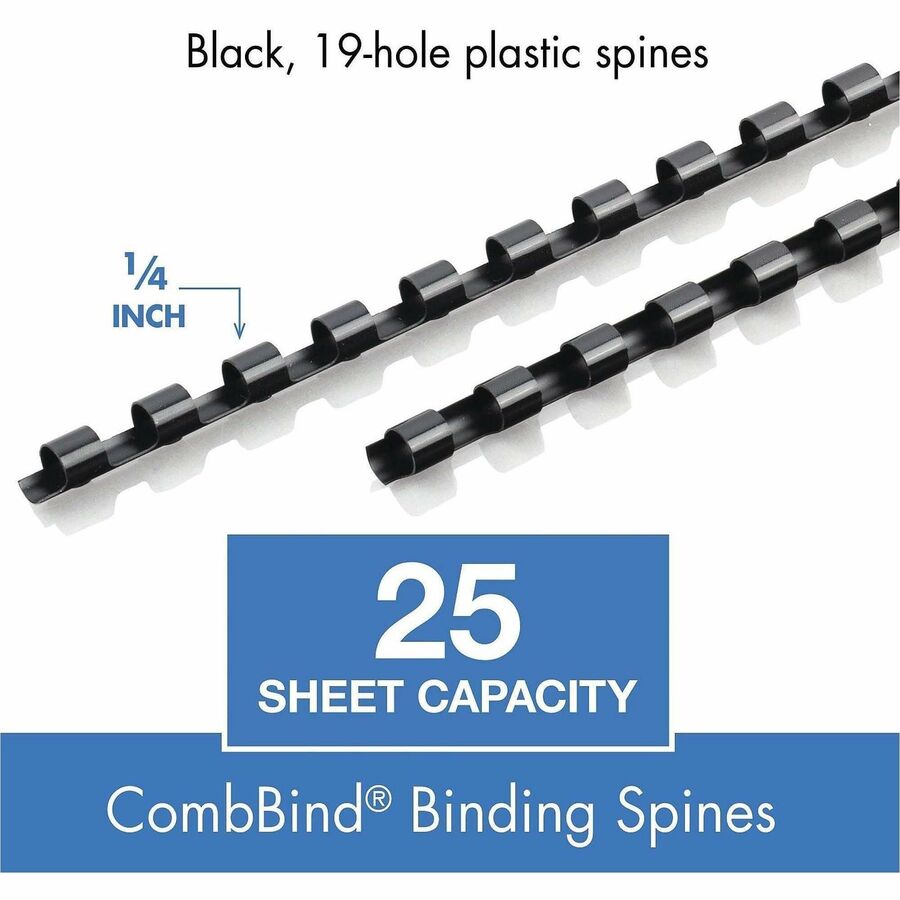 Mead CombBind Binding Spines - 0.25" Maximum Capacity - 25 x Sheet Capacity - For Letter 8 1/2" x 11" Sheet - Plastic - 125 / Box