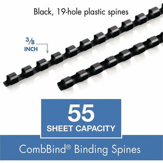 Mead CombBind Binding Spines - 0.37" Maximum Capacity - 55 x Sheet Capacity - For Letter 8 1/2" x 11" Sheet - Plastic - 125 / Box