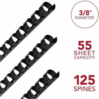 Mead CombBind Binding Spines - 0.37" Maximum Capacity - 55 x Sheet Capacity - For Letter 8 1/2" x 11" Sheet - Plastic - 125 / Box