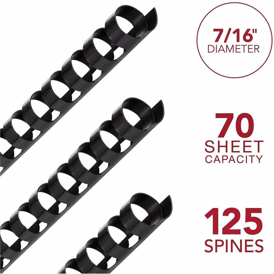 Mead CombBind Binding Spines - 0.43" Maximum Capacity - 70 x Sheet Capacity - For Letter 8 1/2" x 11" Sheet - Plastic - 125 / Box