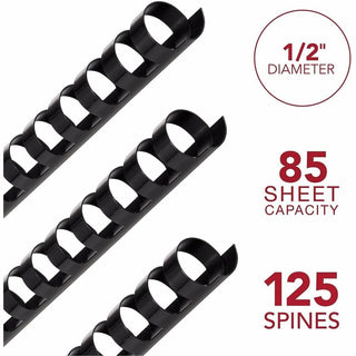 Mead CombBind Binding Spines - 0.50" Maximum Capacity - 85 x Sheet Capacity - For Letter 8 1/2" x 11" Sheet - Plastic - 125 / Box