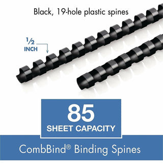 Mead CombBind Binding Spines - 0.50" Maximum Capacity - 85 x Sheet Capacity - For Letter 8 1/2" x 11" Sheet - Plastic - 125 / Box