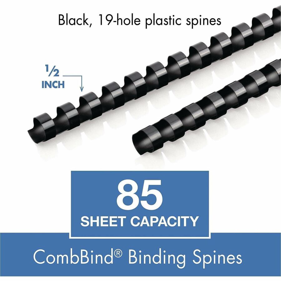 Mead CombBind Binding Spines - 0.50" Maximum Capacity - 85 x Sheet Capacity - For Letter 8 1/2" x 11" Sheet - Plastic - 125 / Box