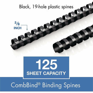 Mead CombBind Binding Spines - 0.62" Maximum Capacity - 125 x Sheet Capacity - For Letter 8 1/2" x 11" Sheet - Plastic - 125 / Box
