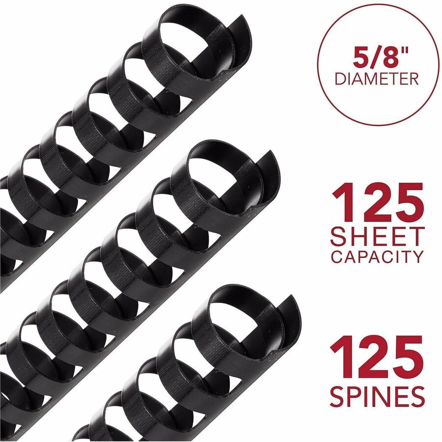 Mead CombBind Binding Spines - 0.62" Maximum Capacity - 125 x Sheet Capacity - For Letter 8 1/2" x 11" Sheet - Plastic - 125 / Box