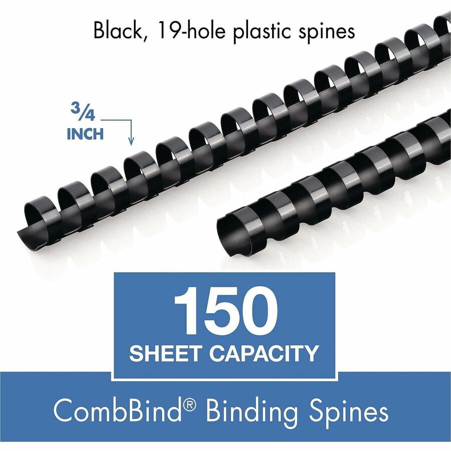 Mead CombBind Binding Spines - 0.75" Maximum Capacity - 150 x Sheet Capacity - For Letter 8 1/2" x 11" Sheet - Plastic - 125 / Box