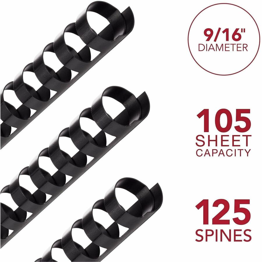 Mead CombBind Binding Spines - 0.56" Maximum Capacity - 105 x Sheet Capacity - For Letter 8 1/2" x 11" Sheet - Plastic - 125 / Box