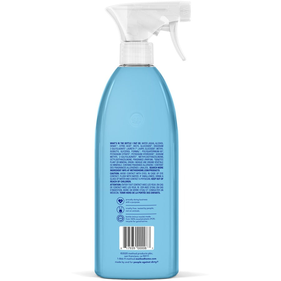 Method Daily Shower Spray Cleaner - 28 fl oz (0.9 quart) - Eucalyptus Mint Scent - 8 / Carton - Pleasant Scent, Non-toxic, Disinfectant - Blue