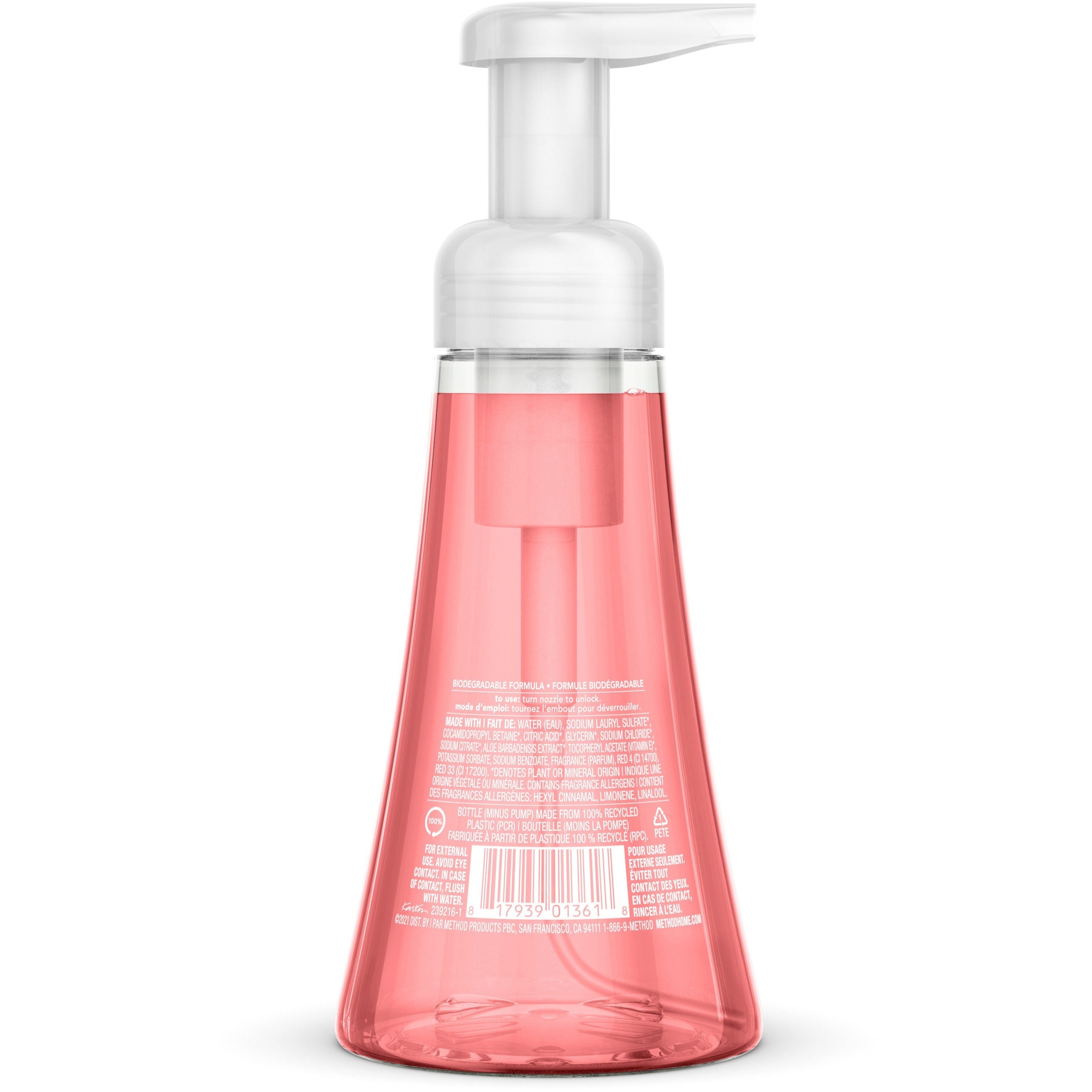 method-foaming-hand-soap-pink-grapefruit-scentfor-10-fl-oz-2957-ml-pump-bottle-dispenser-hand-light-pink-pleasant-scent-paraben-free-phthalate-free-triclosan-free-6-carton_mth01361ct - 2