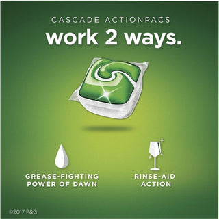 Cascade ActionPacs Original Dish Detergent - For Dishwasher - Fresh Scent - 125 / Carton - No-mess, Easy to Use, Phosphate-free - White, Green