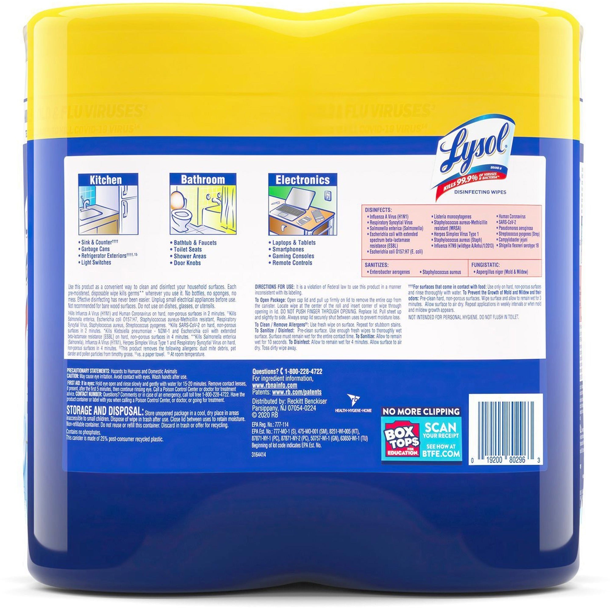 lysol-disinfecting-wipes-lemon-lime-scent-80-canister-6-carton-pre-moistened-disinfectant-antibacterial-white_rac80296ct - 3
