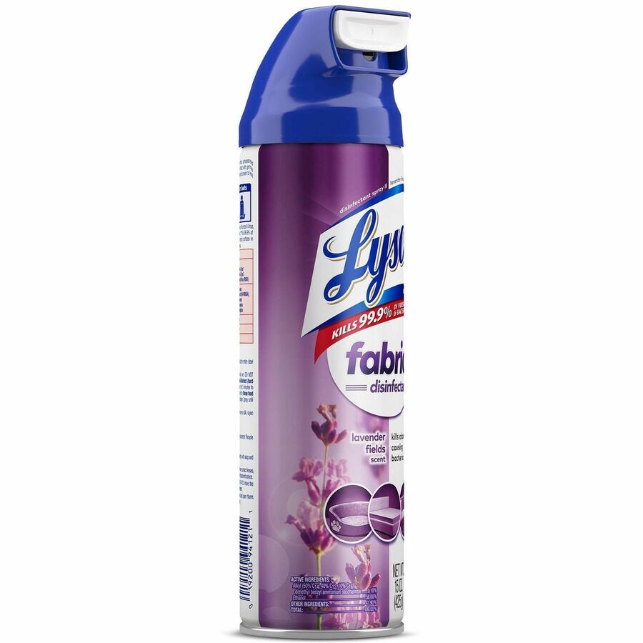 Lysol Fabric Disinfectant Spray - 15 fl oz (0.5 quart) - Lavender Fields Scent - 12 / Carton - Soft, Deodorize - Clear