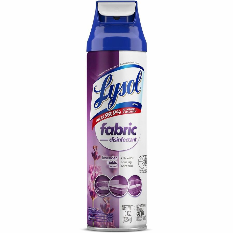 Lysol Fabric Disinfectant Spray - 15 fl oz (0.5 quart) - Lavender Fields Scent - 12 / Carton - Soft, Deodorize - Clear